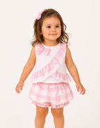 SS26 Miranda Baby Girls Pink & White Check Jam Pant Set