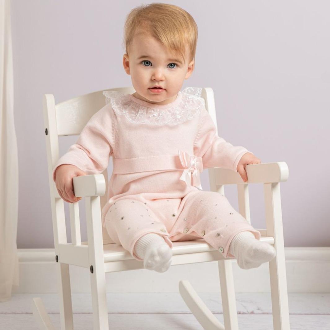 Caramelo Kids Baby Girls Knitted Diamante All-in-one