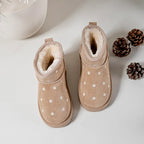 Girls Beige Daisy Embroidered Ankle Boots