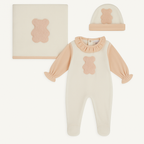 Deolinda Girls Peach Teddy Babygrow, Hat and Blanket Box Set