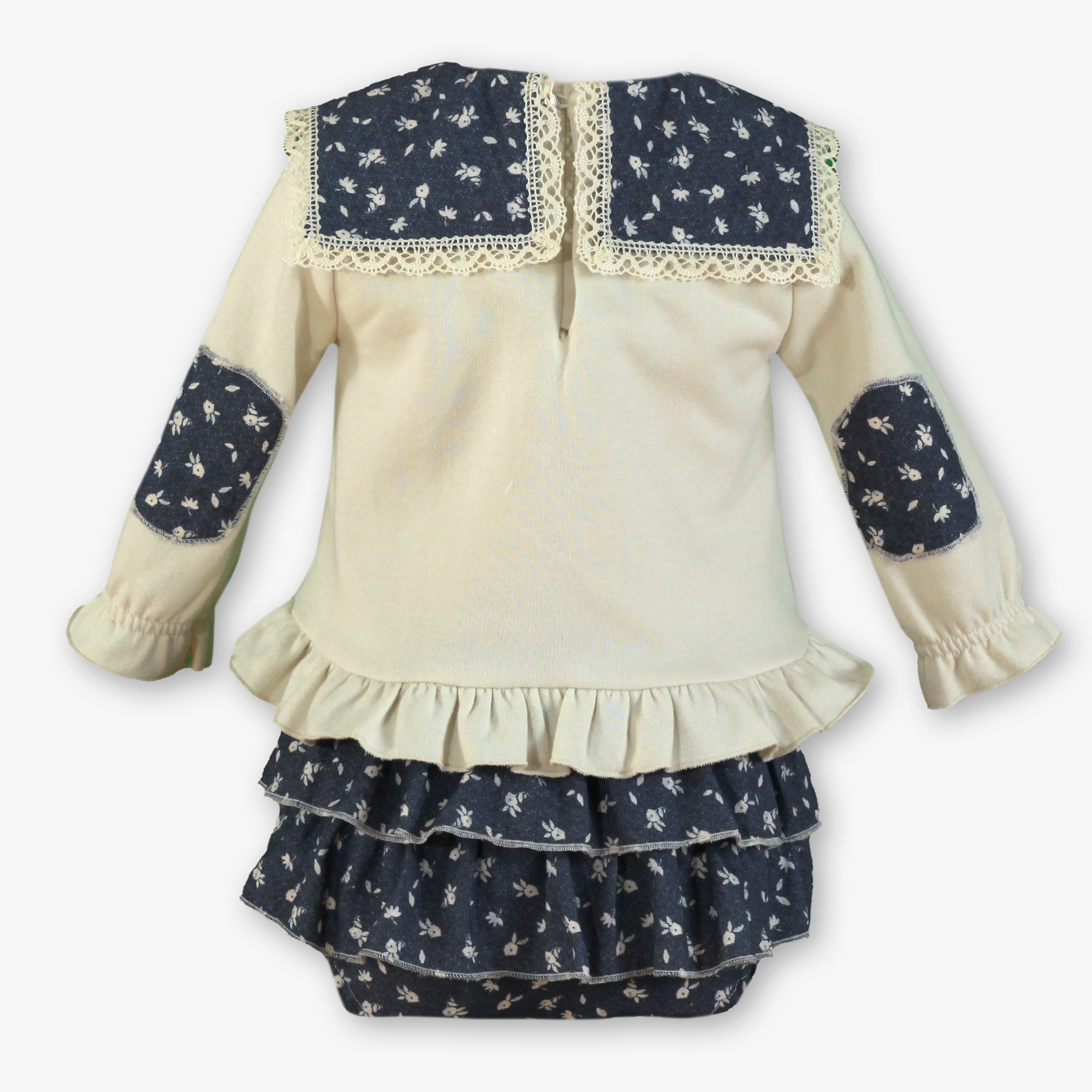 AW25 Miranda Girls Cream and Navy Jam Pant Set Rabbit Design