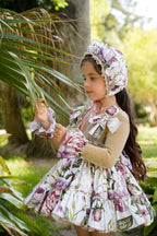 AW25 Ela Confeccion Girls Floral Dress & Matching Bonnet