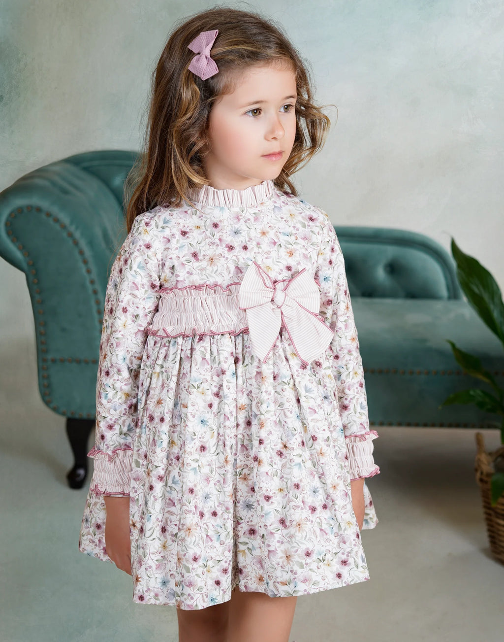 AW25 DBB Girls Floral Dress with Bow Detail