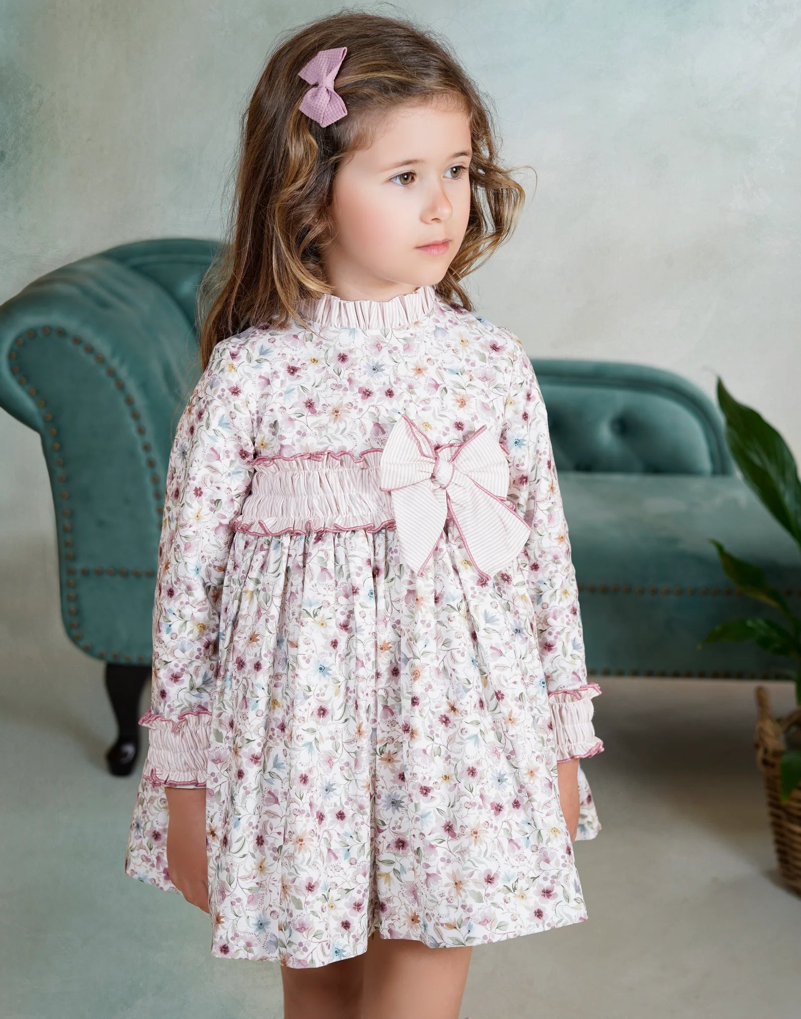 AW25 DBB Girls Floral Dress with Bow Detail