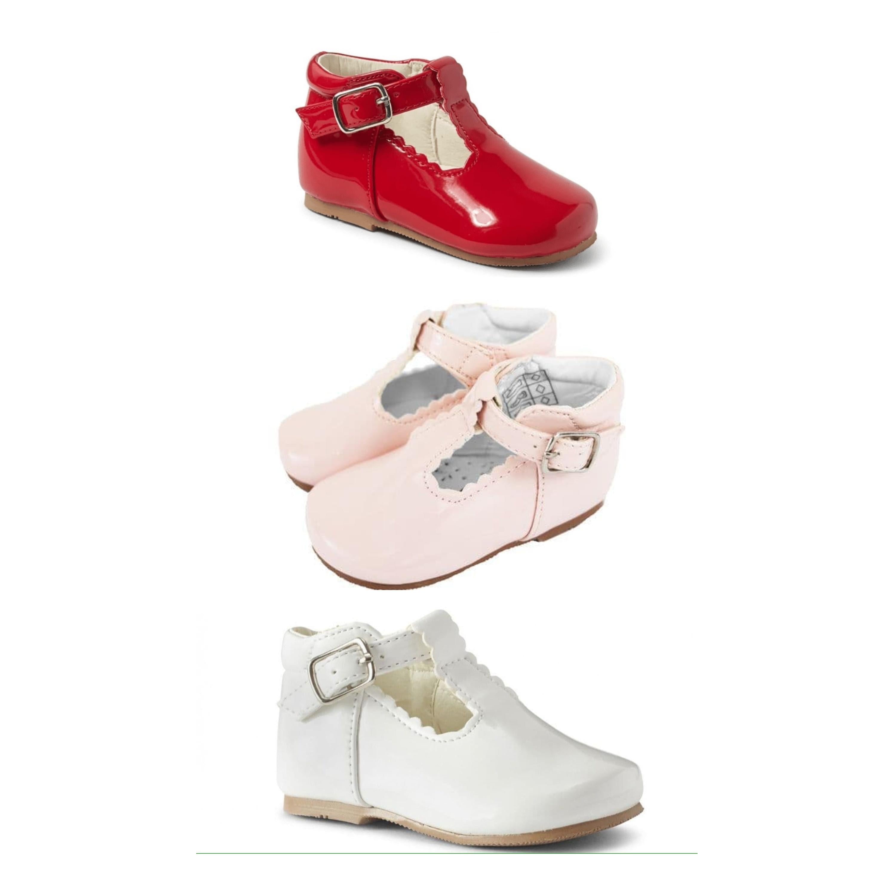 Sevva Girls Patent Leather Scalloped T-Bar Shoe 3 COLOURS - Arianna