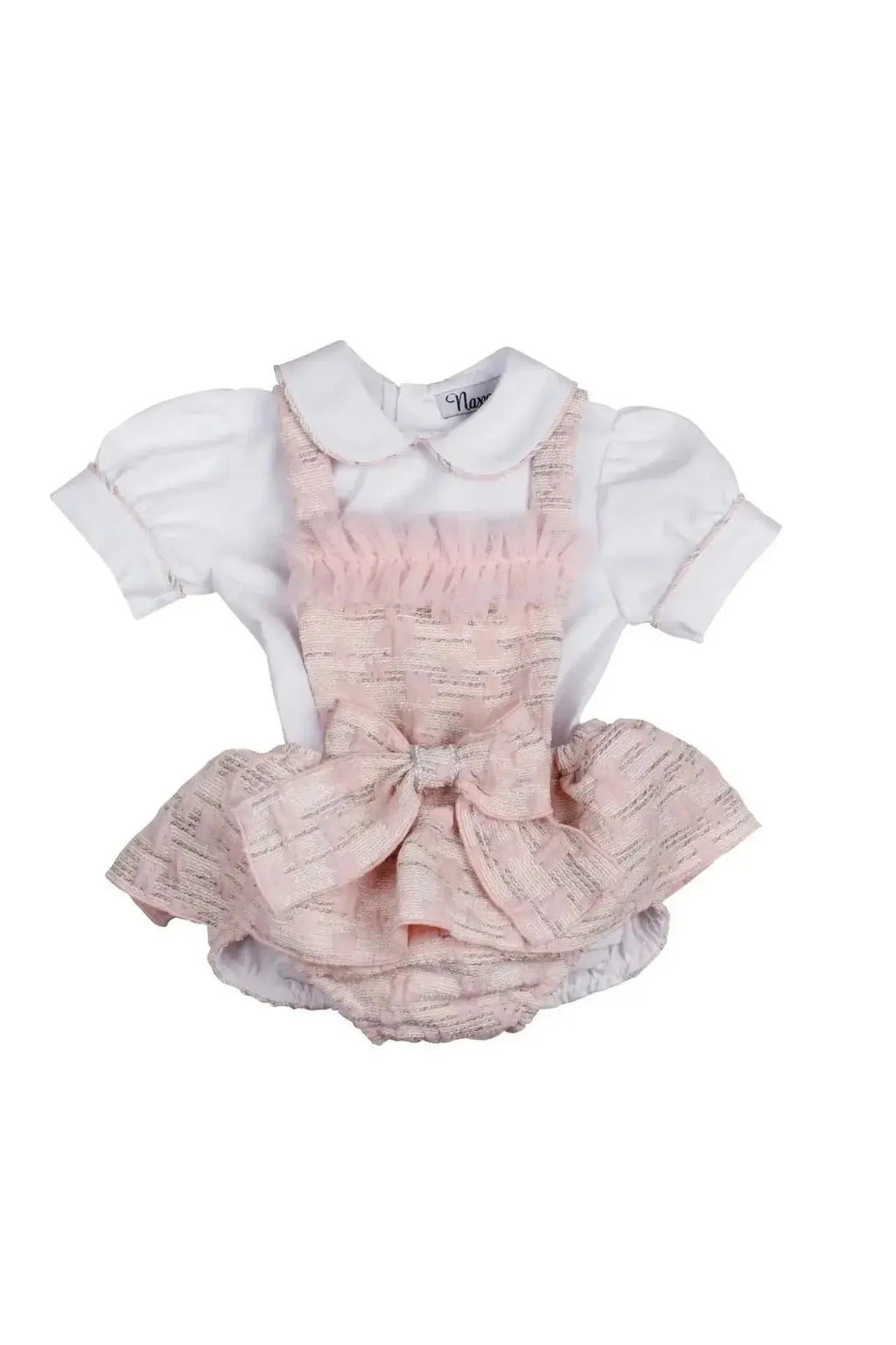 SS26 Naxos Girls Shirt & Pink Jacquard Romper