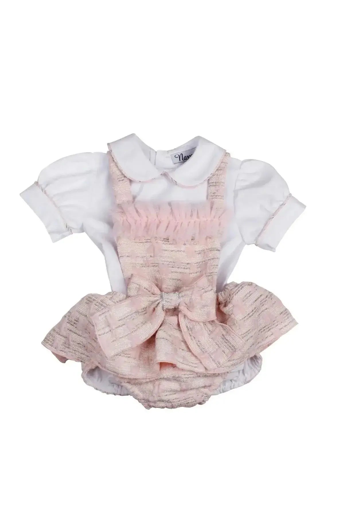 SS26 Naxos Girls Shirt & Pink Jacquard Romper