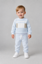 AW26 Pastels & Co Boys Blue & Beige Hooded Track Suit - Adam