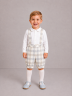 AW26 Deolinda Boys Beige & Off-White Check Two-Piece Set