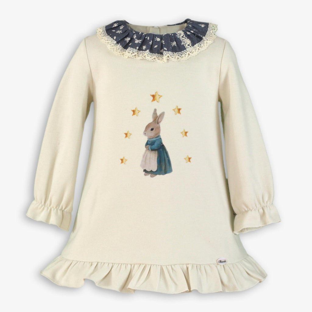 AW25 Miranda Girls Cream A-Line Rabbit Dress