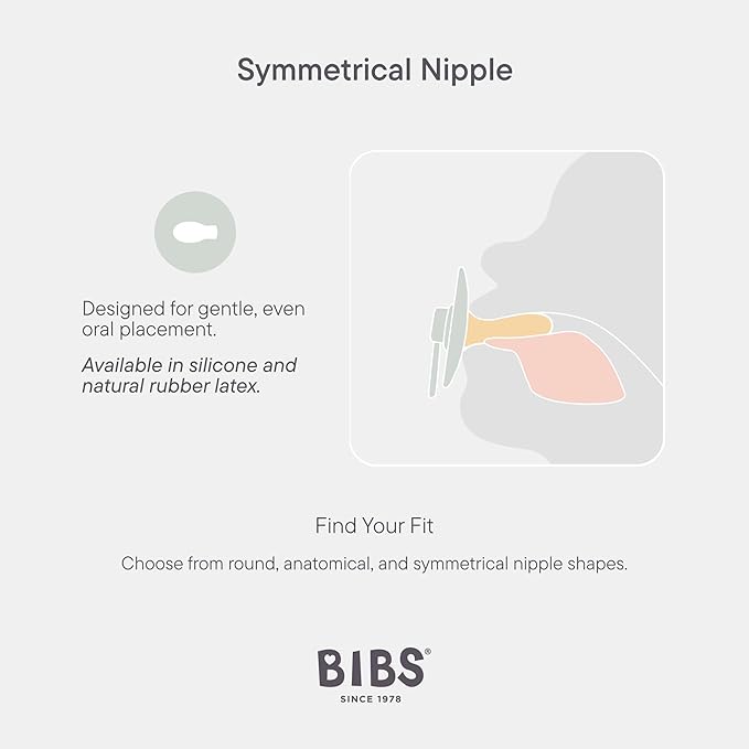 BIBS Colour Symmetrical Soother / Dummy 2 Pack Latex – Ivory & Sage (Size 2, 6+ Months) [2221416]