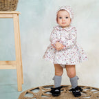 AW25 DBB Baby Girls Floral Dress with Matching Knickers and Bonnet
