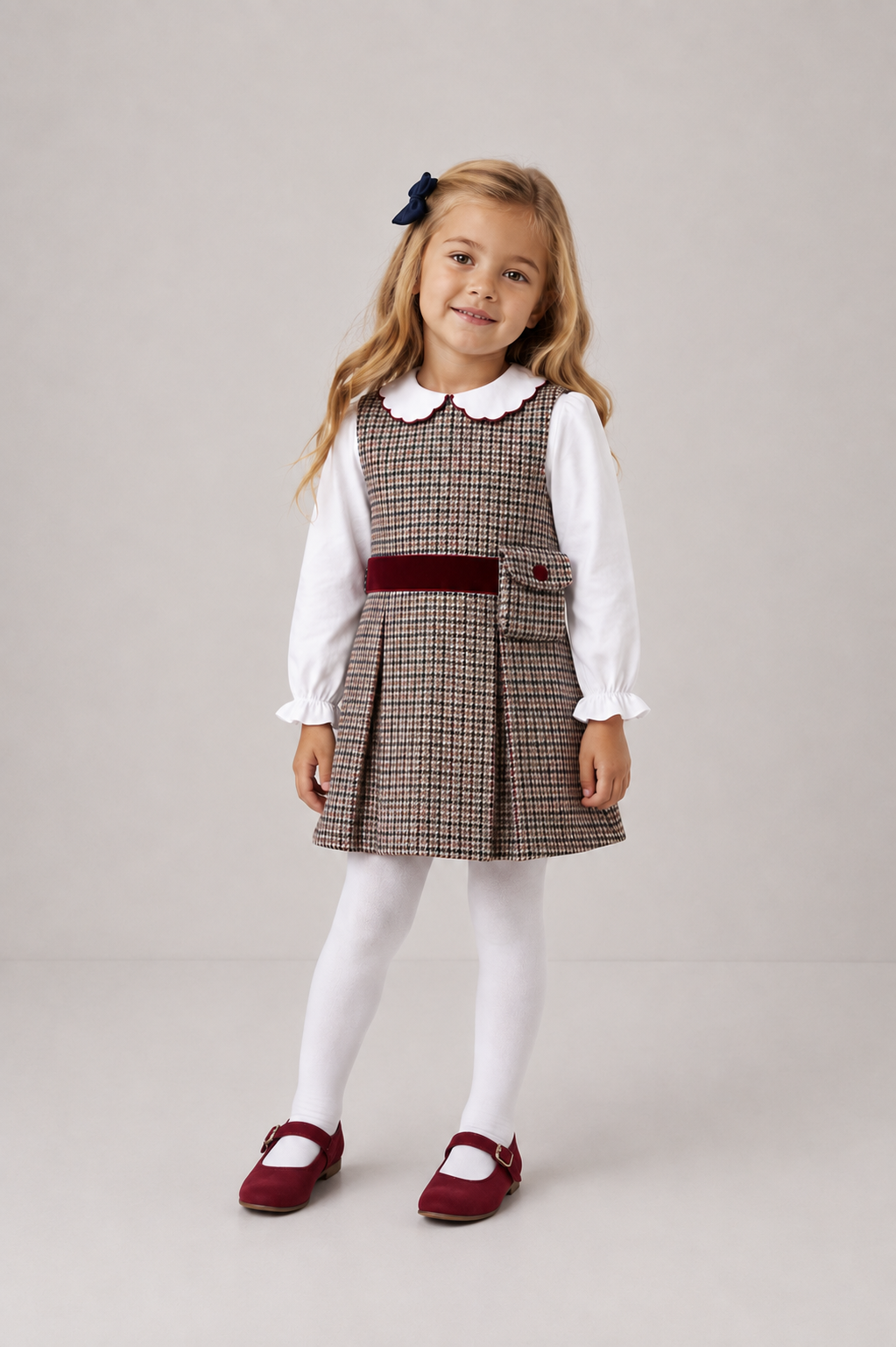 Pre Order AW26 Deolinda Girls Balmoral Pinafore Two-Piece Dress Set