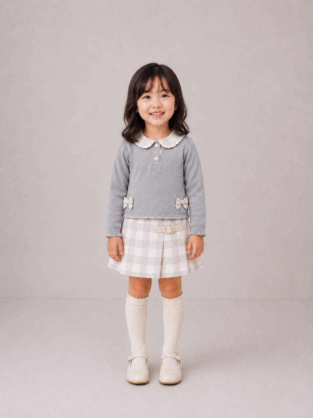 AW26 Deolinda Knit Top & Check Skirt Set
