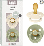 BIBS Colour Symmetrical Soother / Dummy 2 Pack Latex – Ivory & Sage (Size 2, 6+ Months) [2221416]