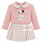 AW26 Deolinda Pink Knit Dalmatian Top & Check Skirt Set