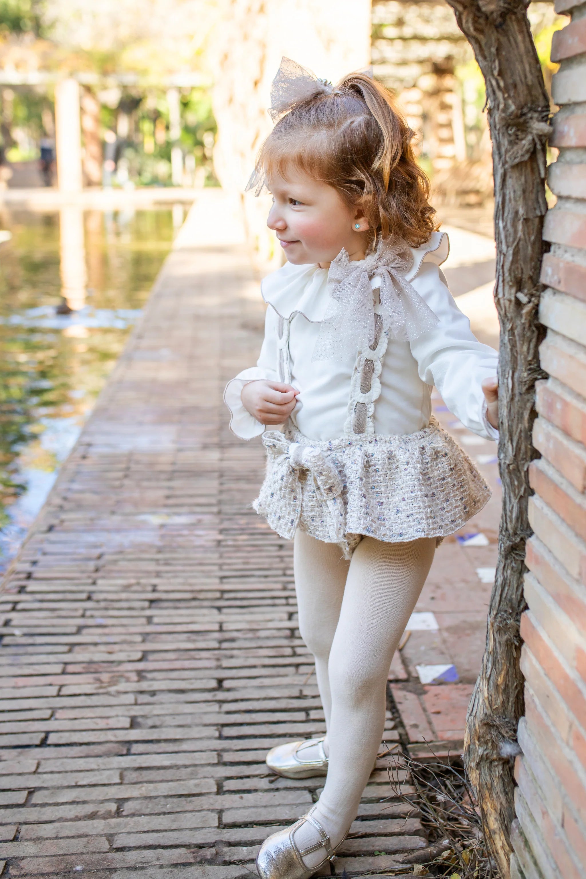 PRE ORDER AW25 Naxos Beige Tweed Girls Jam Pant Set 7605