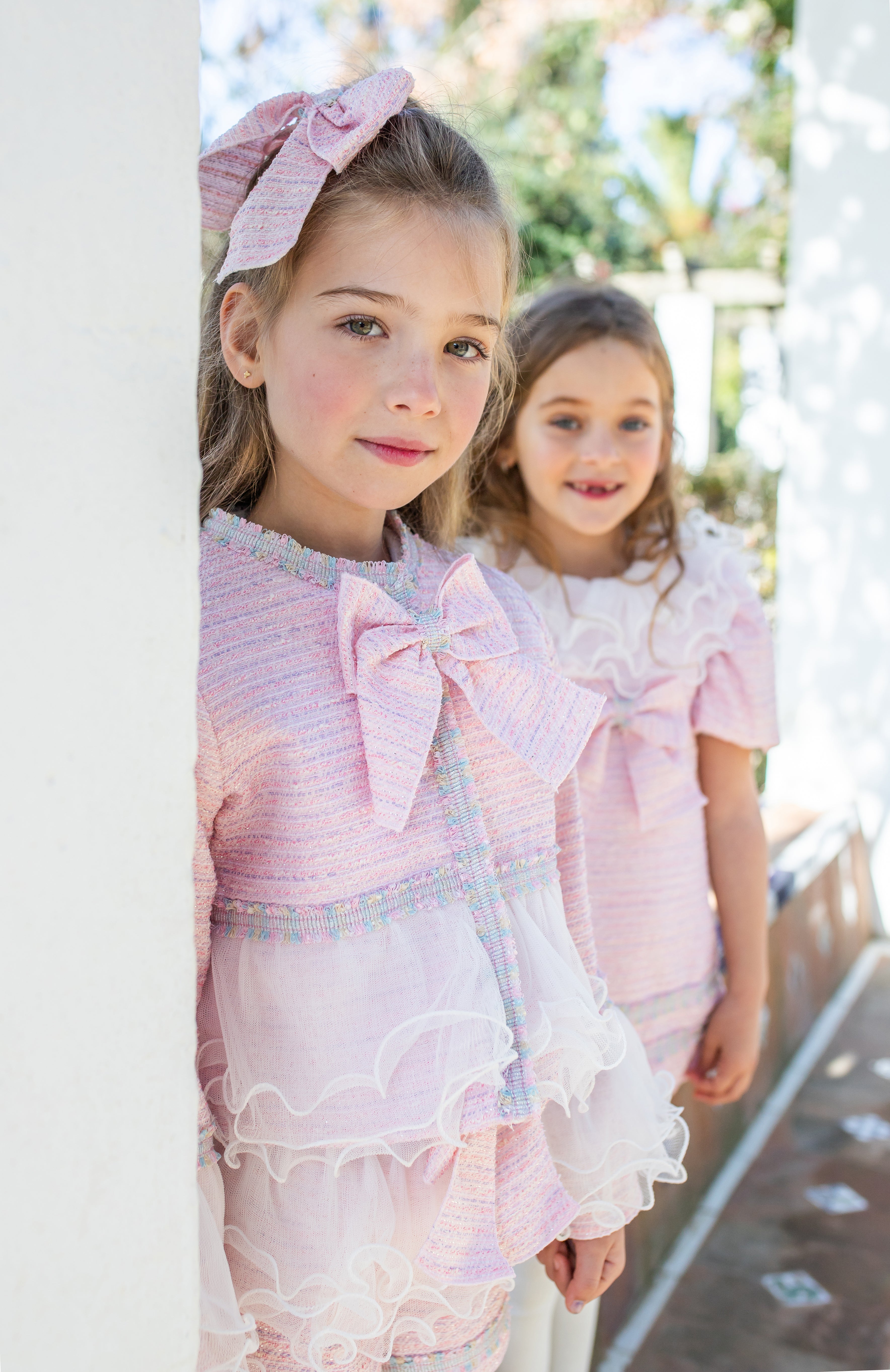 PRE ORDER AW25 Naxos Girls Pink Tweed Hair Bow