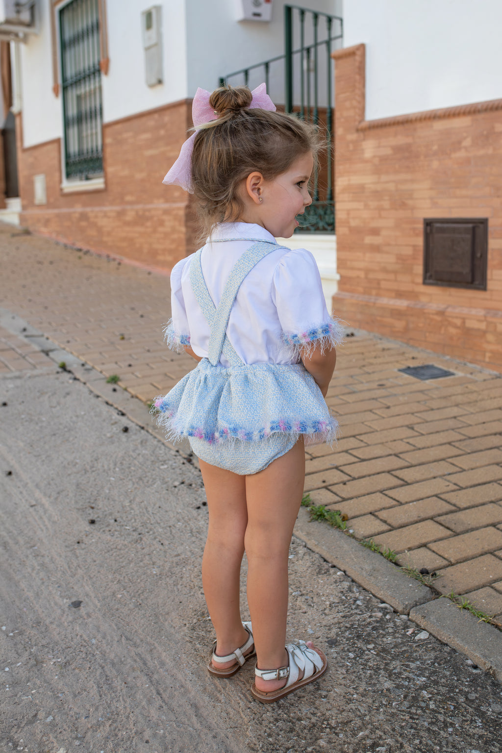 SS26 Naxos Girls Blue & Pink Tulle Romper