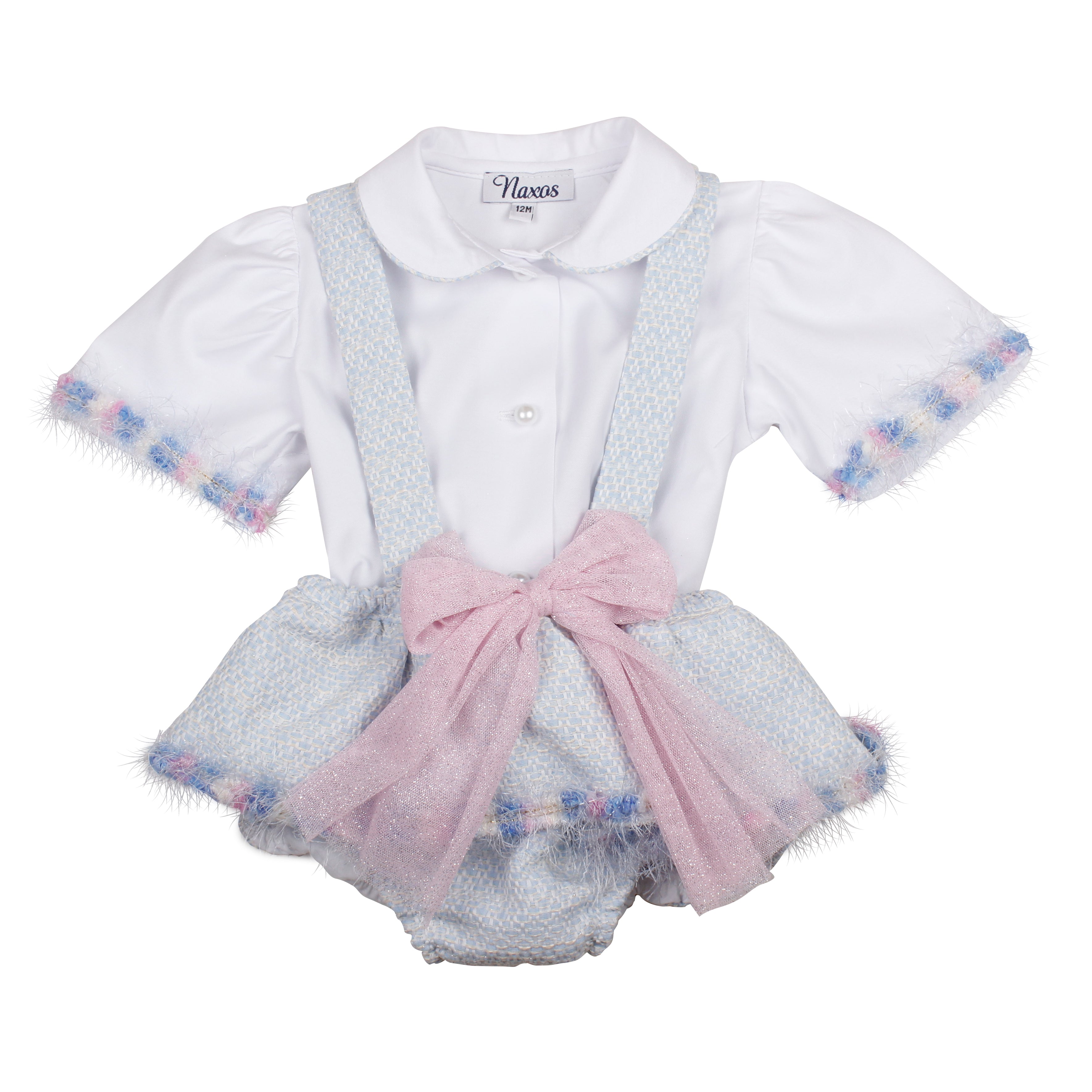 SS26 Naxos Girls Blue & Pink Tulle Romper