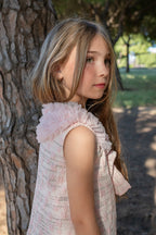 SS26 Naxos Girls Pink Jacquard & Tulle Dress