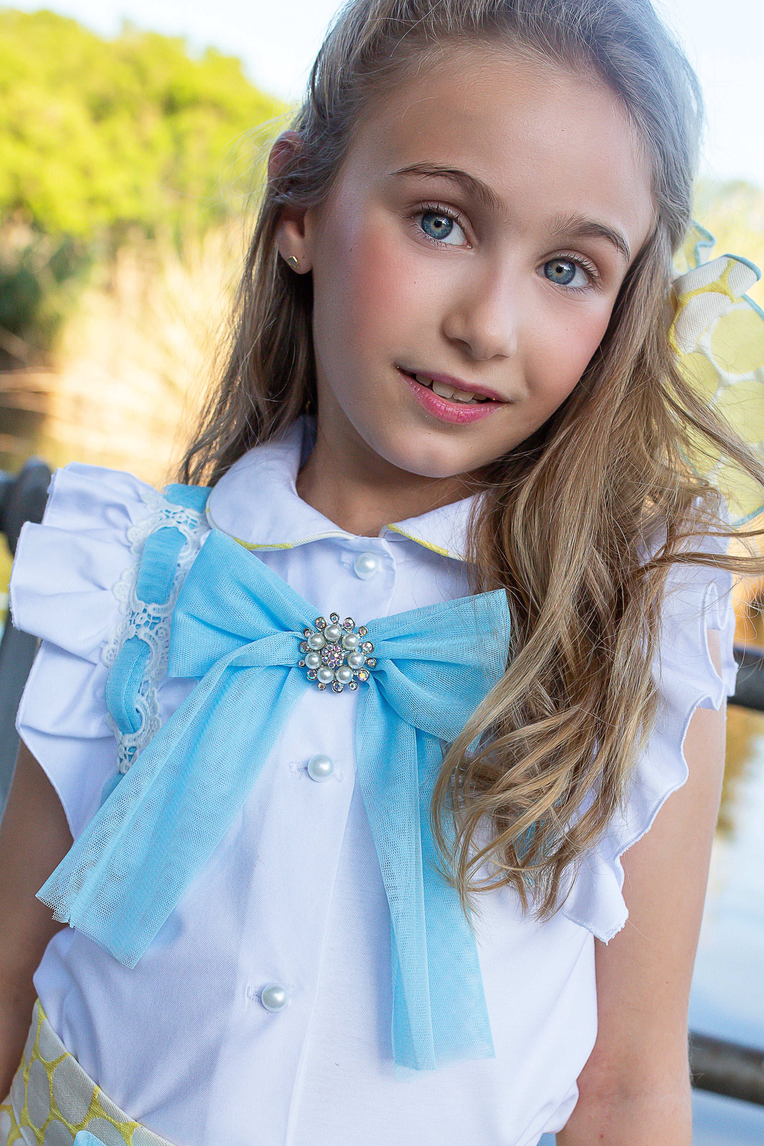 SS26 Naxos Girls Yellow & Blue Tulle Short Set