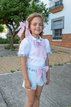 SS26 Naxos Girls Blue & Pink Tulle Short Set