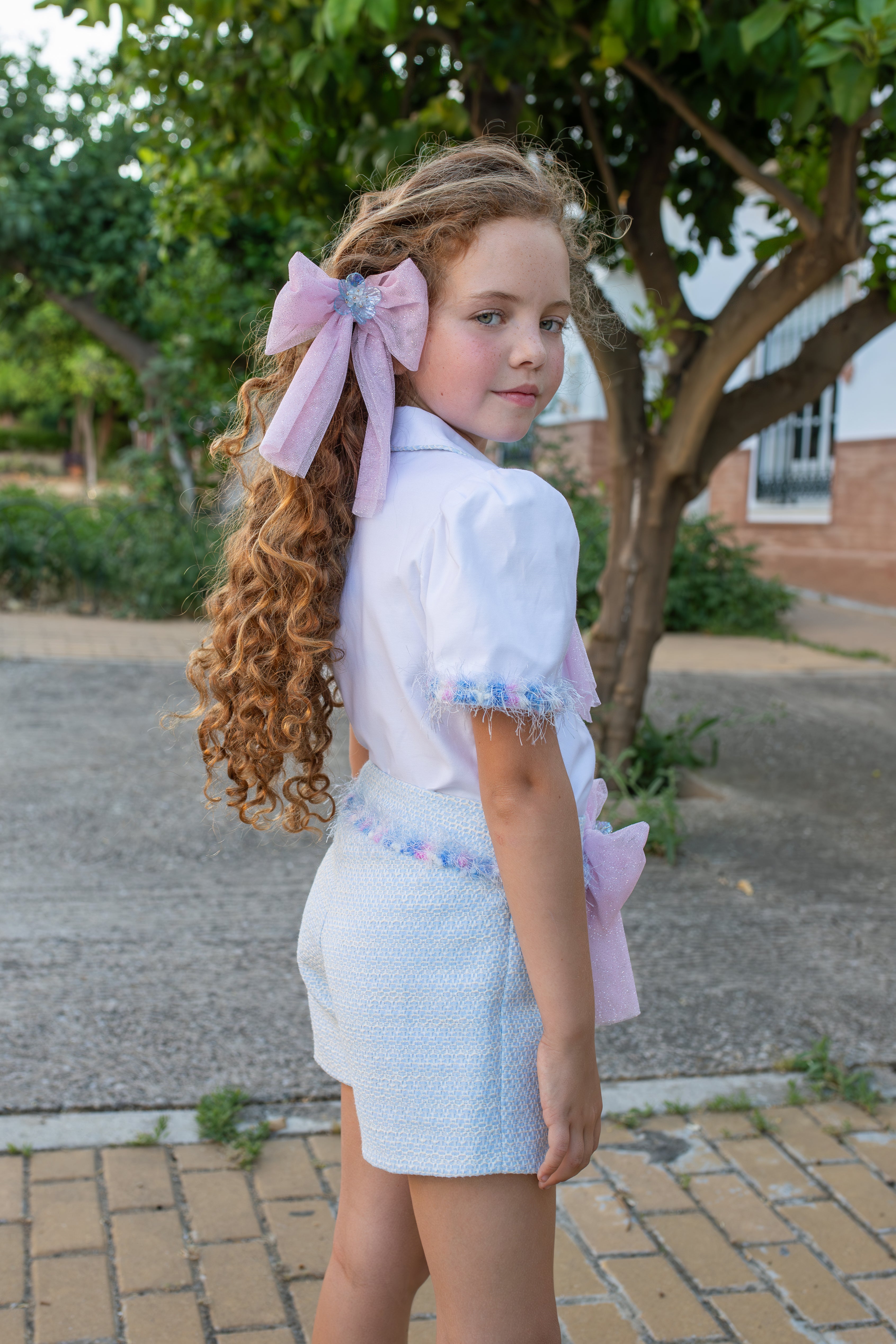 SS26 Naxos Girls Blue & Pink Tulle Short Set