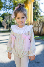 AW26 Naxos Pre Order Girls Pink Tweed Romper with Tulle Bows