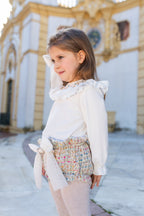 AW26 Naxos Pre Order Girls Multi-Colour Tweed Blouse & Bloomer Set