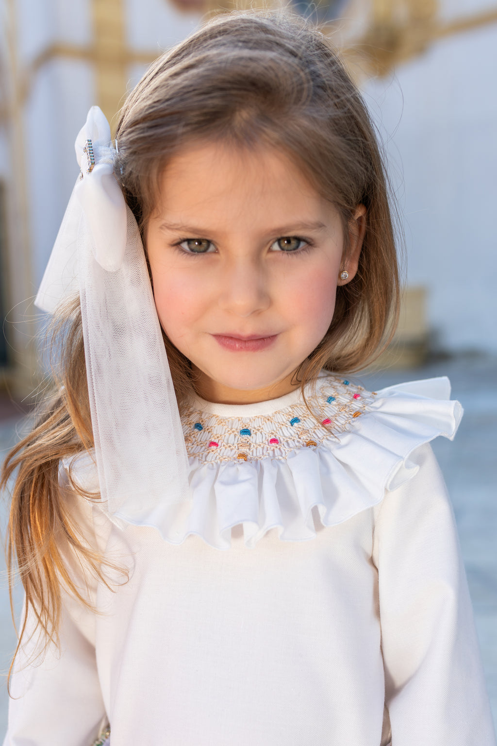 AW26 Naxos Pre Order Girls Multi-Colour Tweed Blouse & Bloomer Set