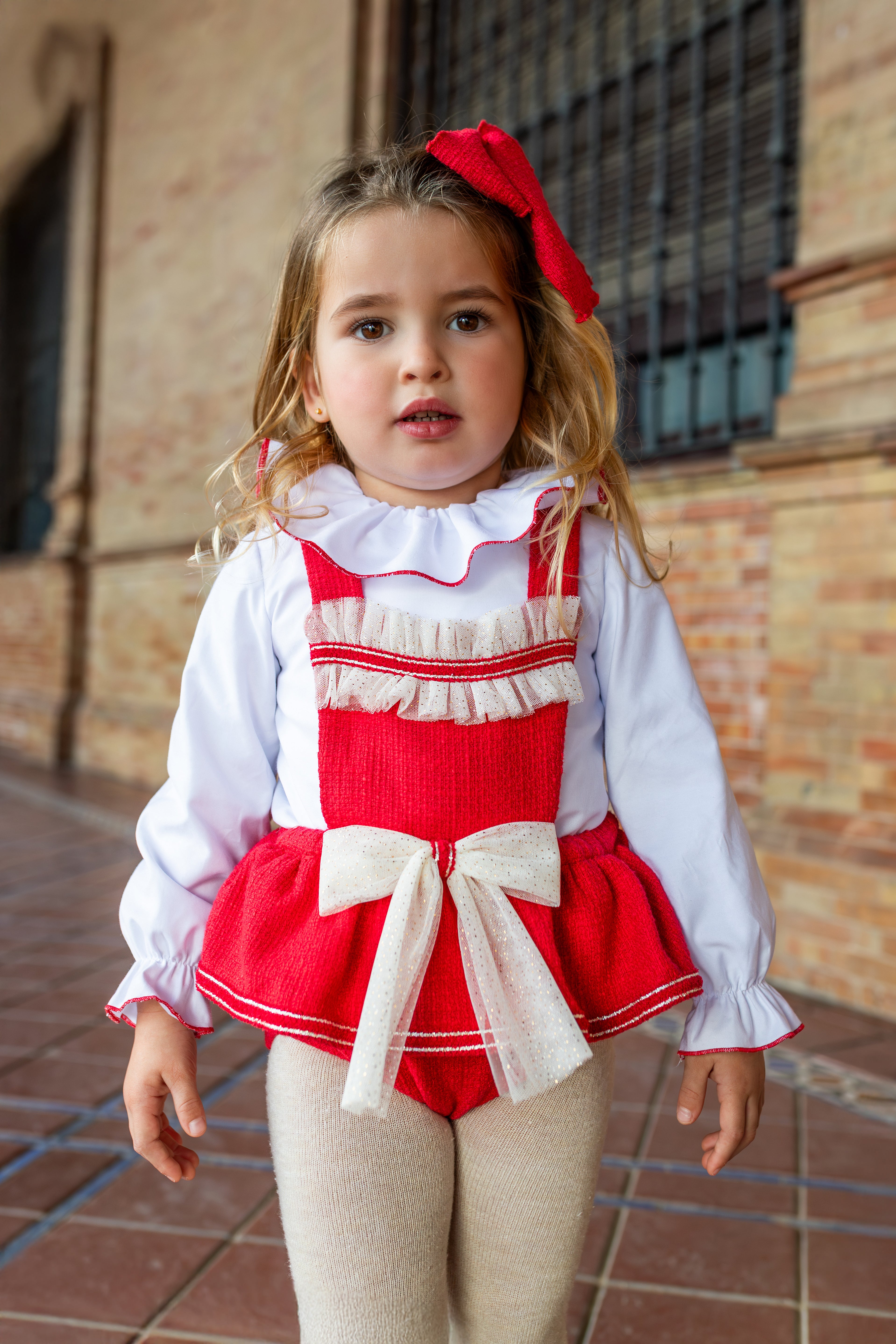 AW26 Naxos Pre Order Girls Red & Cream Tulle Bow Jam Pant Set