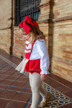 AW26 Naxos Pre Order Girls Red & Cream Tulle Bow Jam Pant Set