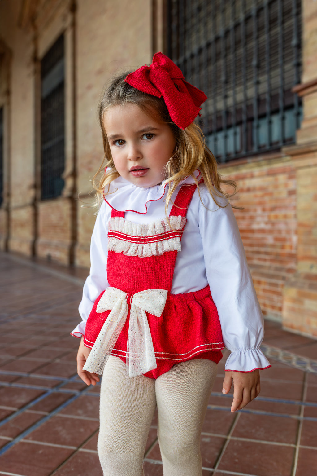 AW26 Naxos Pre Order Girls Red & Cream Tulle Bow Jam Pant Set