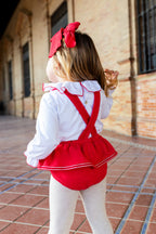 AW26 Naxos Pre Order Girls Red & Cream Tulle Bow Jam Pant Set