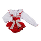 AW26 Naxos Pre Order Girls Red & Cream Tulle Bow Jam Pant Set
