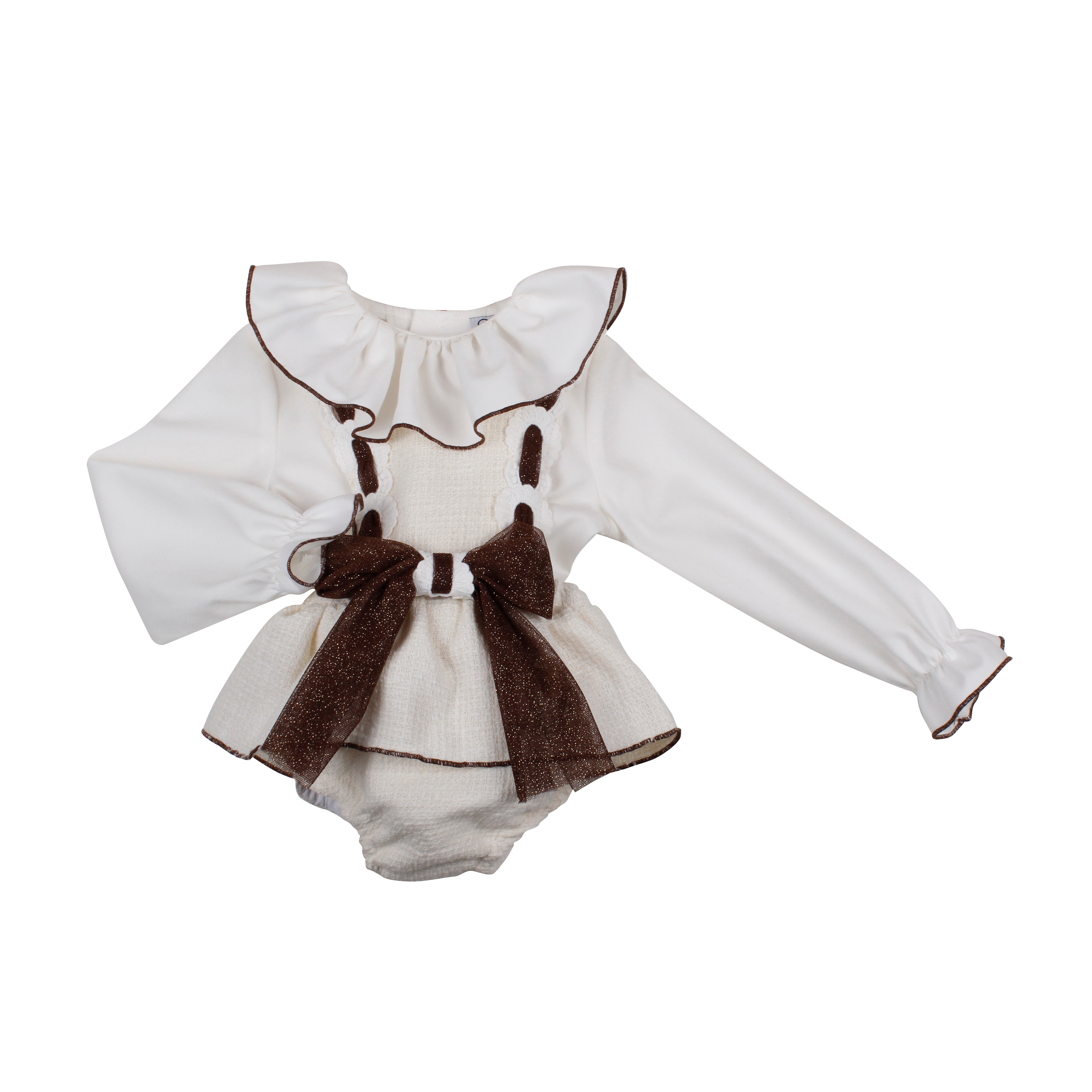 AW26 Naxos Pre Order Girls Ivory & Chocolate Tulle Romper