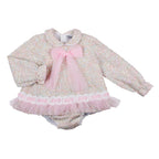 AW26 Naxos Pre Order Girls Pink Tweed Baby Dress & Matching Knickers