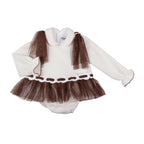 AW26 Naxos Pre Order Girls Ivory & Chocolate Tulle Dress & Matching Knickers
