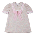 AW26 Naxos Pre Order Girls Pink Tweed & Tulle Bow Dress