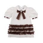 AW26 Naxos Pre Order Girls Ivory & Chocolate Tulle Dress