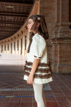 AW26 Naxos Pre Order Girls Ivory & Chocolate Tulle Dress