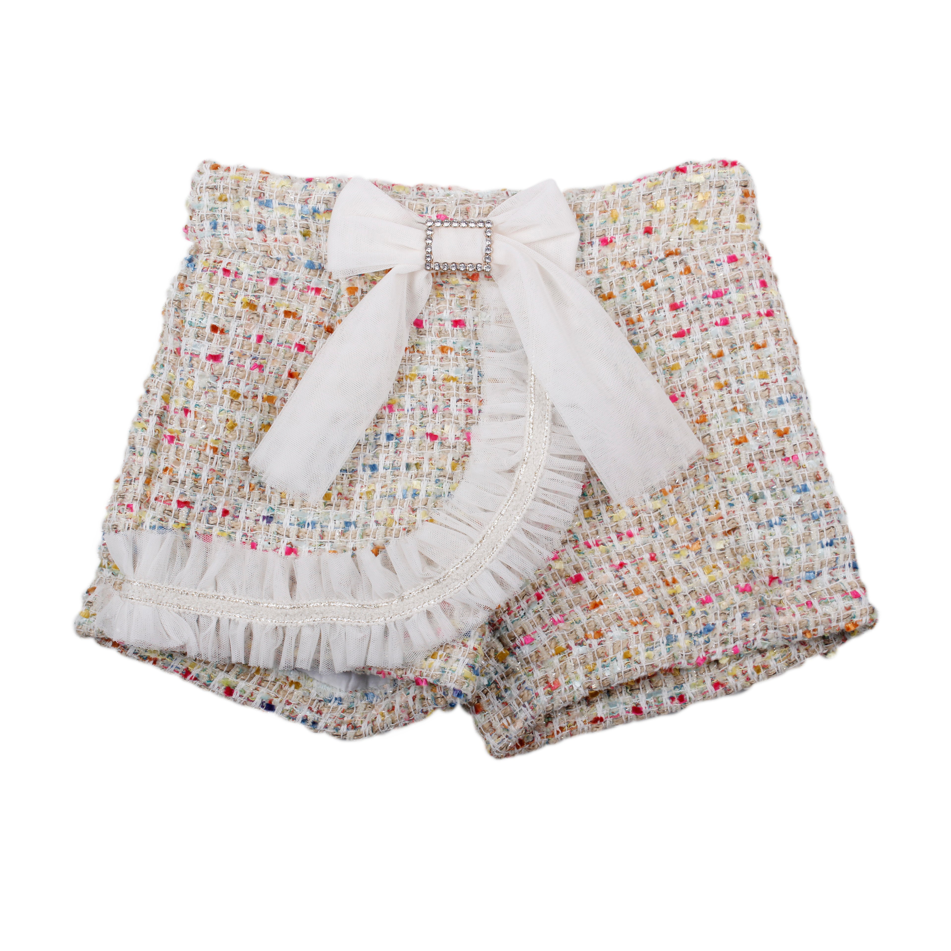 AW26 Naxos Pre Order Girls Multi-Colour Tweed Blouse & Short Set