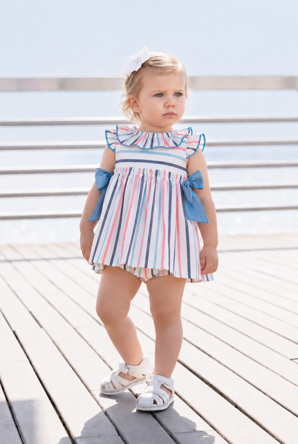 SS26 Miranda Baby Girls Neon Stripe Dress & Matching Knickers