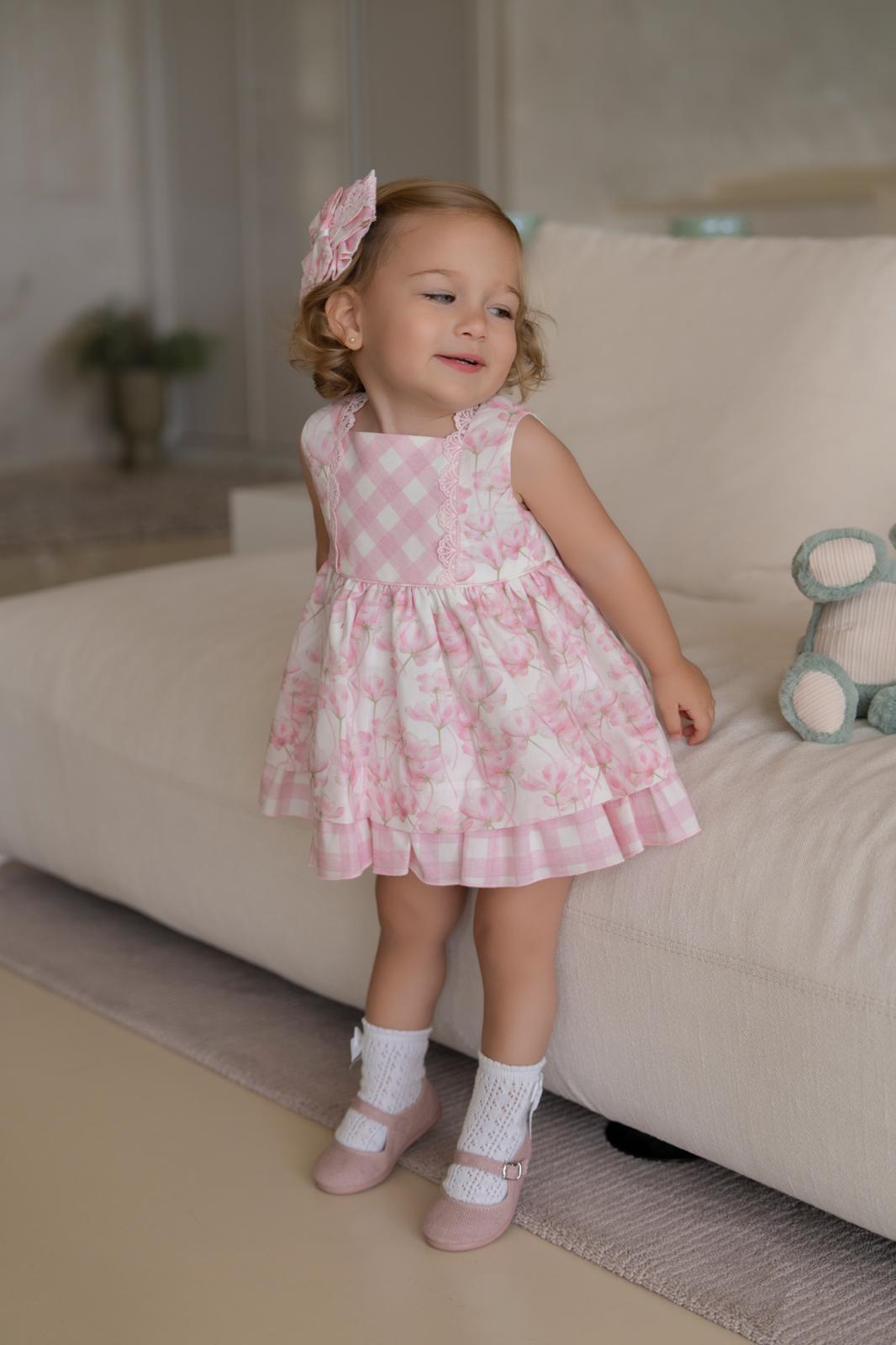 SS26 Miranda Baby Girls Pink Floral Dress – Baby Basics Grays SS26 Miranda Baby Girls Pink Floral Dress – Baby Basics Grays