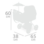 My First Reborn Folding Dolls Pram Navy with Matching Bag & Parasol
