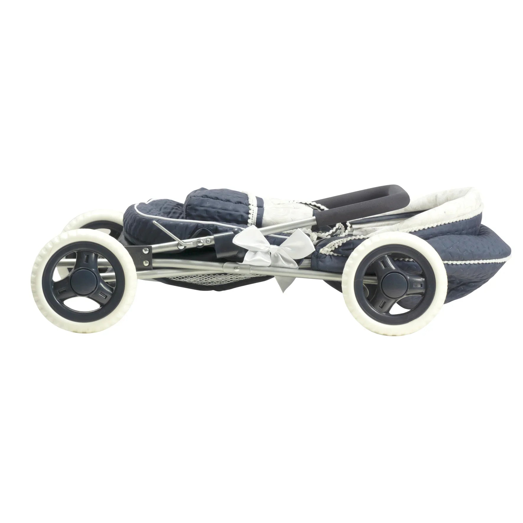 My First Reborn Folding Dolls Pram Navy with Matching Bag & Parasol