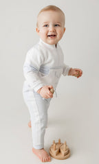 Pastels & Co Boys White and Blue Tracksuit Set with Half Zip Top - Harvey