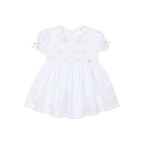 SS26 Deolinda Girls White & Pink Smocked Dress