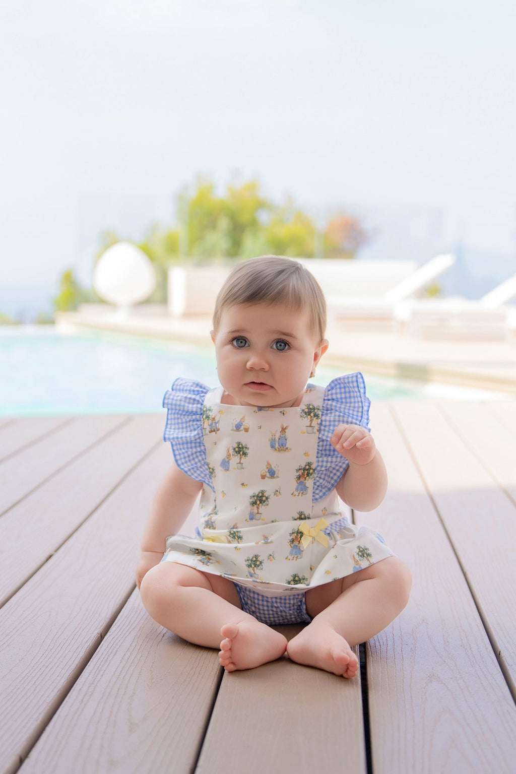 PRE ORDER SS26 Miranda Baby Girls Blue Bunny Dress